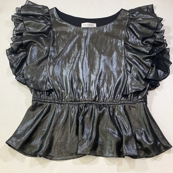 J. R. Nites Formal Shiny Black Top - Picture 3 of 9